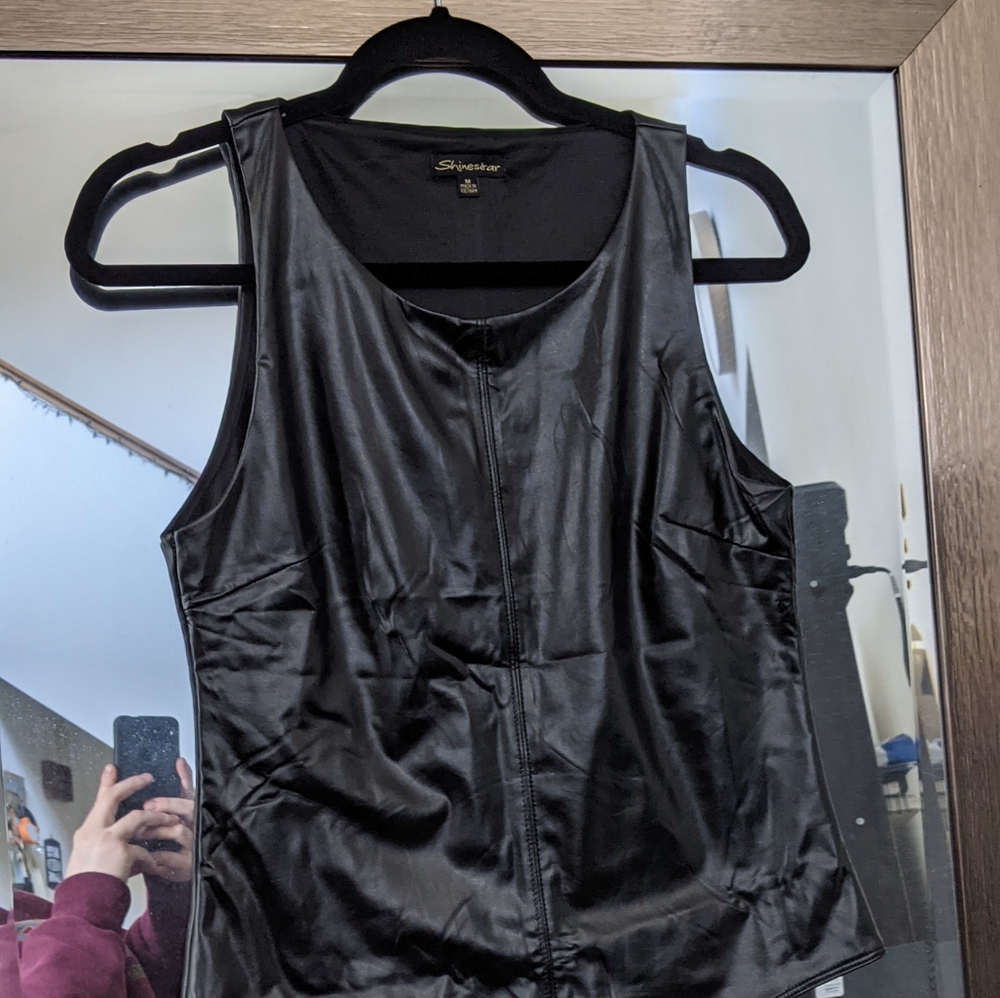 Faux leather bodysuit